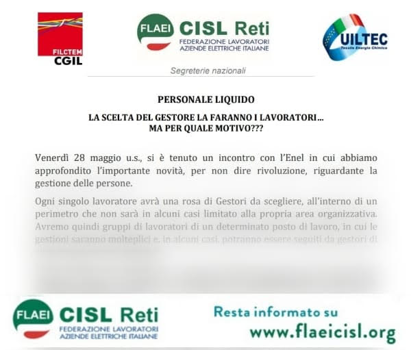 PERSONALE LIQUIDO. LA SCELTA DEL GESTORE LA FARANNO I LAVORATORI...MA PER QUALE MOTIVO???